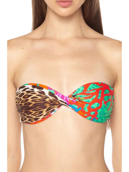 Guess Bikini Top Strapless Floral Καφέ Φούξια E2GJ33MC04R-P60N