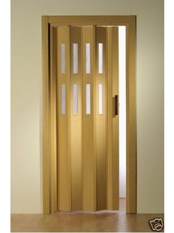 Πόρτα Εσωτερική Φυσαρμόνικα PVC με Τζάμι Καφέ 79x203cm 175401.0014