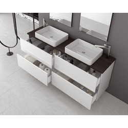 Drop Luxus 160 Σετ Έπιπλο Μπάνιου με 2 Νιπτήρες & Καθρέπτη White