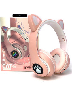 Cat P33M Ενσύρματα & Ασύρματα Bluetooth Ακουστικά Over Ear Ροζ