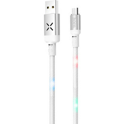 Καλώδιο σύνδεσης Hoco U63 Spirit USB σε Micro-USB 2.4A και Φωτεινές Ενδείξεις με Ηχητικό Αισθητήρα Λευκό 1.2m