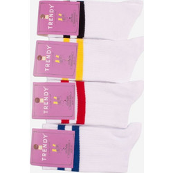 ΕΦΗΒΙΚΗ ΚΑΛΤΣΑ TWO STRIPES TRENDY ΛΕΥΚΟ PACK 4 ΤΕΜ Λευκό