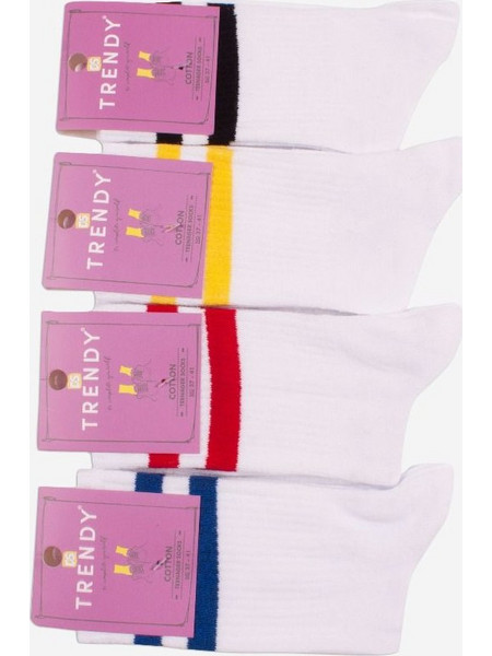 ΕΦΗΒΙΚΗ ΚΑΛΤΣΑ TWO STRIPES TRENDY ΛΕΥΚΟ PACK 4 ΤΕΜ Λευκό