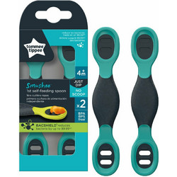 Tommee Tippee Smushee Food Catcher Μαλακά Σίτισης Σετ Βρεφικά Κουτάλια 4m+ Πράσινα 2τμχ