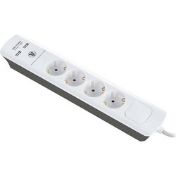 Πολύπριζο με Προστασία Υπέρτασης 4 Θέσεων+ 2 USB 1.5m Λευκό Bulle (607048)