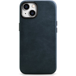 iCarer Oil Wax Premium Leather Case iPhone 14 Plus Magnetic Leather Case with MagSafe Dark Blue (WMI14220703-BU)