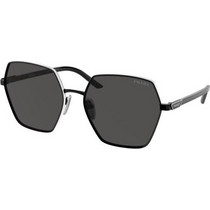Prada SPR56Y Black Γυναικεία Γυαλιά Ηλίου Πολυγωνικά Μεταλλικά Μαύρα με Μαύρο Polarized Φακό