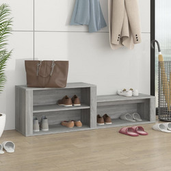 vidaXL Παπουτσοθήκη Σκαμπό Ξύλινη Γκρι Μ150xΠ35xΥ45cm 816918