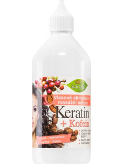 Bione Cosmetics Keratin + Caffeine ορός για ανάπτυξη μαλλιών και ενίσχυση ριζών 215 ml