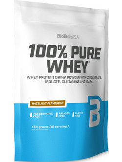 Biotech USA 100% Pure Whey Hazelnut Πρωτεΐνη Ορού Γάλακτος Γράμμωσης Χωρίς Γλουτένη 454gr