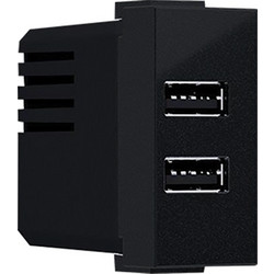 Acaelec Modys Πρίζα Τροφοδοσίας 2xUSB 1 Στοιχείου 1P IP20 230V 50Hz 0.3A 5V DC 2.4A Μαύρο Ματ (10101412355)