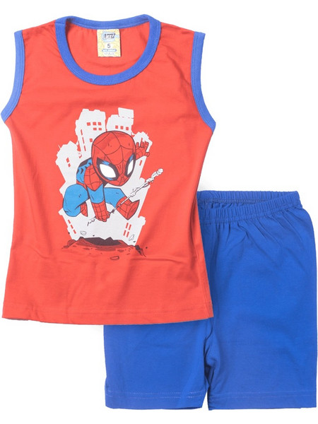 Like Spider-Man Παιδική Πιτζάμα Βαμβακερή Καλοκαιρινή Κόκκινη Royal Blue 222-235