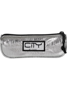 City Eclair Chic 1zip Κασετίνα Βαρελάκι Ασημί 52299