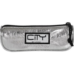 City Eclair Chic 1zip Κασετίνα Βαρελάκι Ασημί 52299