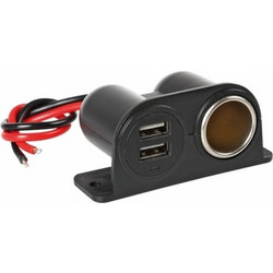 Lampa Πριζα Αναπτηρα 15A Με Διπλο Usb Φορτισης Βαση Και Ενδειξη Led 12/24V - (38967)