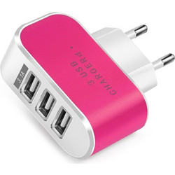 ΑΝΤΑΠΤΟΡΑΣ ΦΟΡΤΙΣΤΗ 3 ΘΕΣΕΩΝ USB ΡΟΖ GloboStar ΥΥ-5