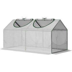 Outsunny Mini Garden Greenhouse με 2 κυλιόμενα παράθυρα και κάλυμμα PE Anti-UV, 119x60x60cm, Λευκό 845-368V03WT
