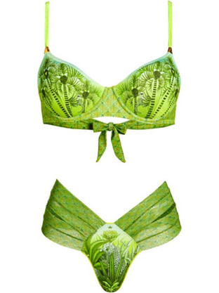 Μαγιο Underwire Balconet, Medium Briefs Palm Paradise Print PC031M-005 green