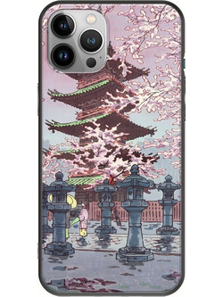 Θήκη Ukiyo-e - Cherry Blossom iPhone 12 Pro Max Black TPU (Μαύρη Σιλικόνη)