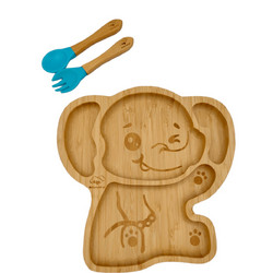 BabyCloud Βρεφικό Σετ Φαγητού Bamboo Ελεφαντάκι Μπλε 3τμχ