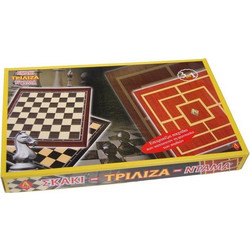 Next Σκάκι - Ντάμα - Τρίλιζα με Πιόνια & Πούλια 32x32cm 12145-92-2