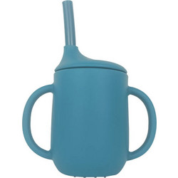 BabyCloud Ποτηράκι Σιλικόνης με Καλαμάκι Blue 200ml