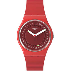 Swatch Γυναικείο Ρολόι με Κόκκινο Καουτσούκ Λουράκι SO28R400
