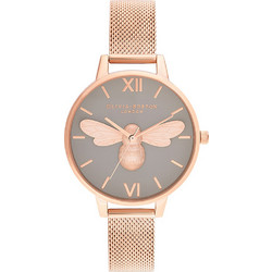 Olivia Burton Lucky Bee Γυναικείο Ρολόι με Ροζ Χρυσό Μεταλλικό Μπρασελέ OB16FB10