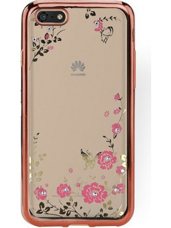 Θήκη Huawei Y5 2018 Σιλικόνης με Στρας Forcell Strass TPU Case Diamond Garden -Rose Gold