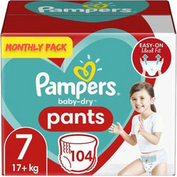 Pampers Baby Dry Nappy Pants Monthly Pack Πάνες Βρακάκι No7 17kg+ 104τμχ