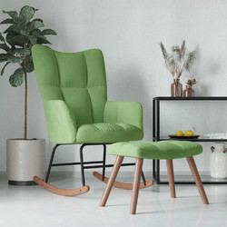 vidaXL Κουνιστή Πολυθρόνα με Υποπόδιο Ανακλινόμενη Πράσινη 328153