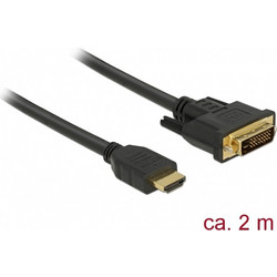 DeLOCK 85654 προσαρμογέας καλωδίου βίντεο 2 m HDMI Τύπος A (Standard) DVI Μαύρος (Μαύρο)