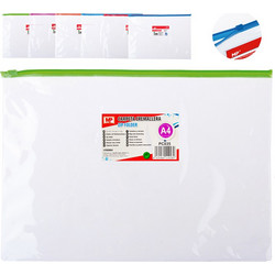 MP διάφανος φάκελος με zip PC035, Α4 21 x 29.7cm, διάφορα χρώματα