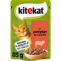 Kitekat Natural Vitality with Beef in Gravy 85gr