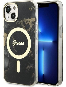 Guess Golden Marble MagSafe Back Cover Black (iPhone 14)