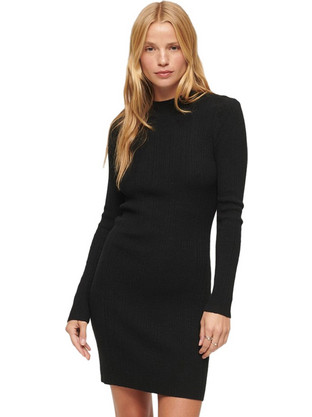 Superdry Mini Καθημερινό Φόρεμα Πλεκτό Μαύρο W8011515A-02A