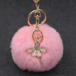 Ballet Golden Keychain Key Holder Key Chains Rings Holder Rex Rabbit Car Bag Pendant Fashion Bag Ornaments Pendant, Random Color Delivery (OEM)