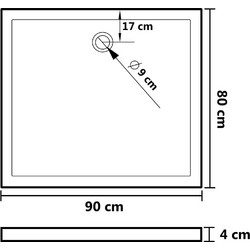 Βάση Ντουζιέρας Ορθογώνια Μαύρη 80 x 90 εκ. από ABS