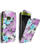 Nokia N8 Leather Flip Case Purple With Flowers