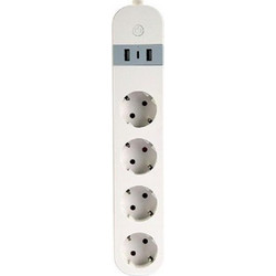 GEMBIRD SMART POWER STRIP WITH USB CHARGER 4 SOCKETS WHITE