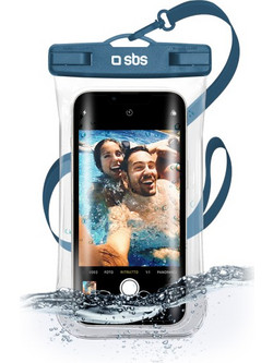 SBS WATERPROOF CASE WITH SELFIE GRIP UNIVERSAL SIZE UP TO 6.8' blue