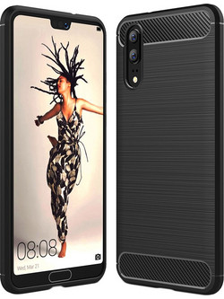 Techsuit Carbon Silicone Back Cover Black (Huawei P20)