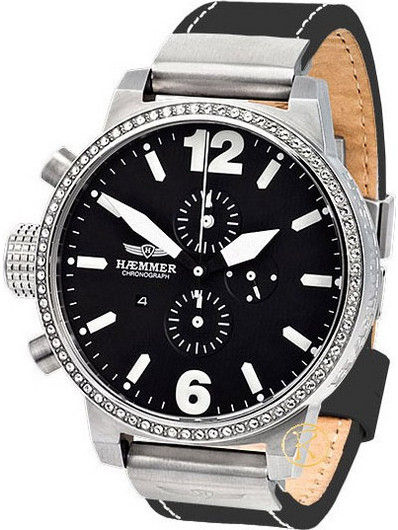 Haemmer Darkness XXL Chronograph Black Leather Strap HC10