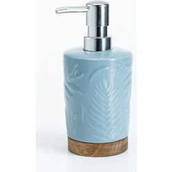 Dispenser Acacia Wood σε χρώμα γαλάζιο ανάγλυφο με ασημί αντλία