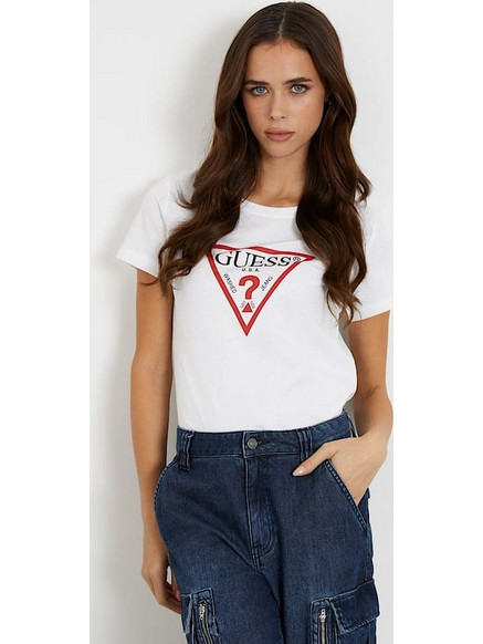 Γυναικείο T-shirt με τριγωνικό λογότυπο Λευκό GUESS W1YI1BI3Z14-G011