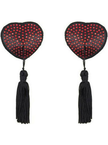Διακοσμητικά Θηλών Με Κόκκινα Στρας - Toyz4Lovers Fetish Art Heart Shine Nipple Tassels Red 12cm
