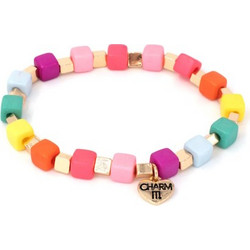 CHARM IT! GOLD MULTI CUBE STRETCH BEAD BRACELET