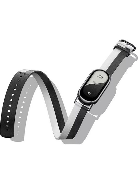 Xiaomi Λουράκι Δερμάτινο Double Black / White (Xiaomi Smart Band 8)