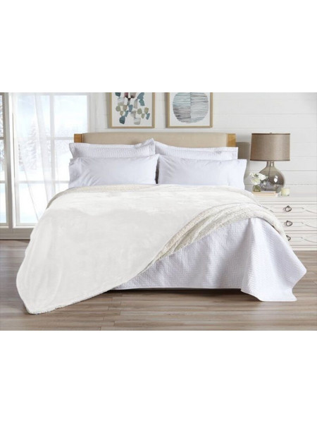 Κουβέρτα Υπέρδιπλη Βελουτέ Με Sherpa Cozy Soft Γαρύφαλλο 220x240 - Λευκό
