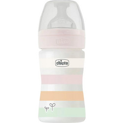 Chicco Well Being Πλαστικό Μπιμπερό με Θηλή Σιλικόνης κατά των Κολικών 0m+ Girl Pink/Somon 150ml